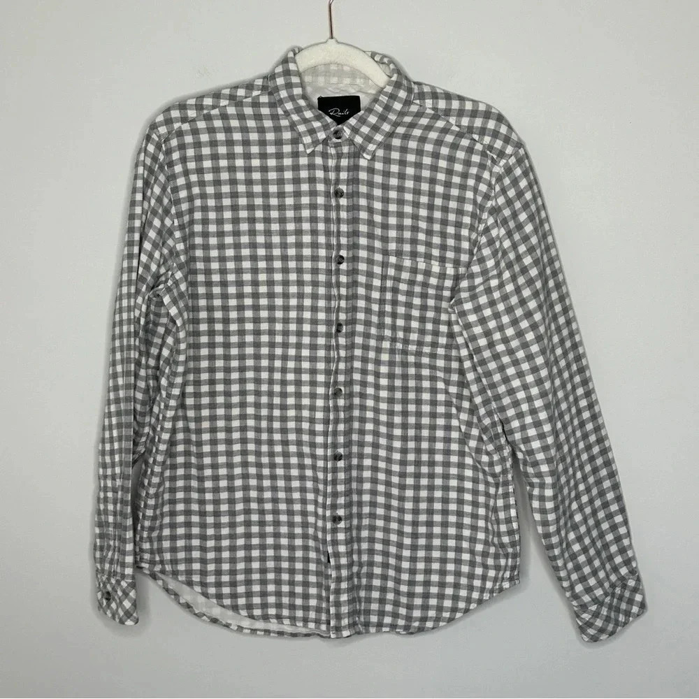 Rails Wyatt Gray & White Checked Button‎ Front Shirt Size Medium Classic Neutral